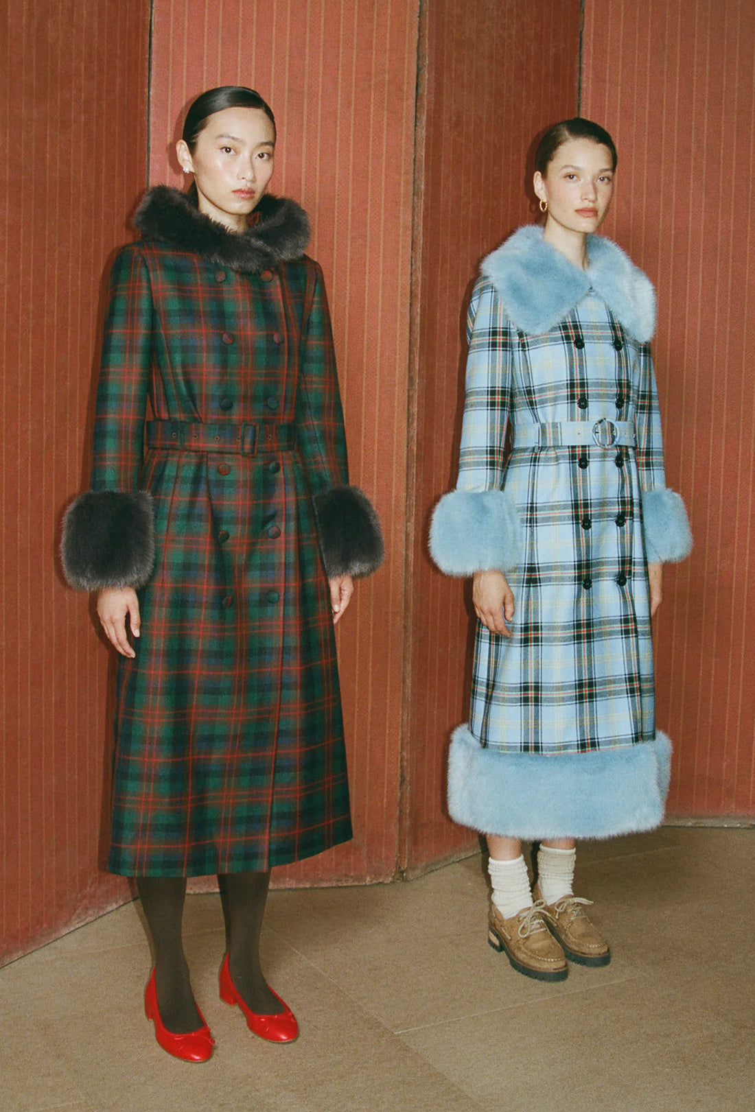 Athella Coat - Chocolate Brown/Red Tartan - Image 3