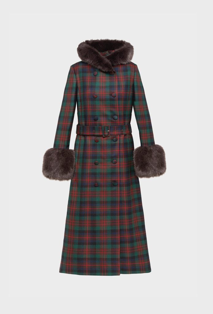 Athella Coat - Chocolate Brown/Red Tartan