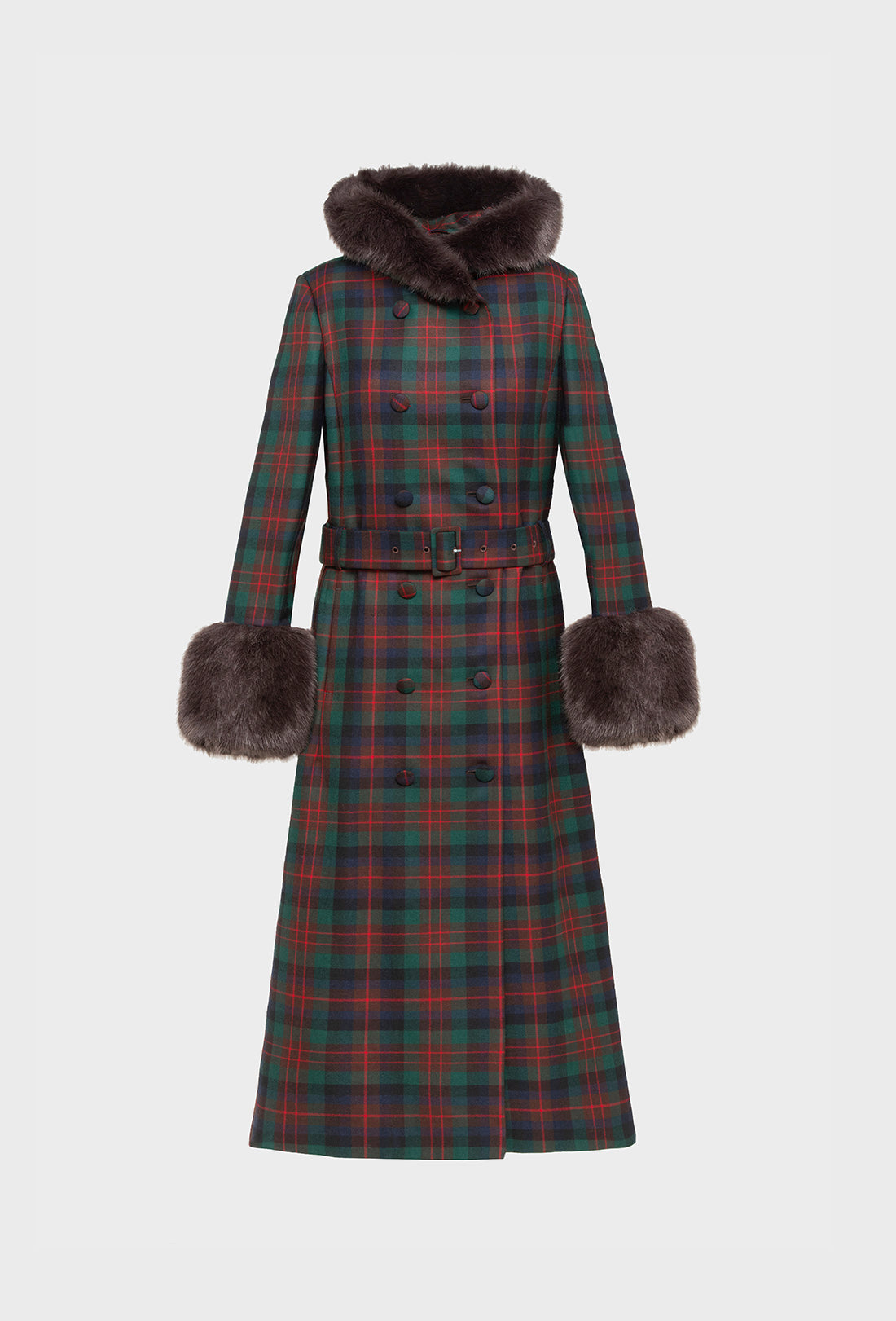 Athella Coat - Chocolate Brown/Red Tartan
