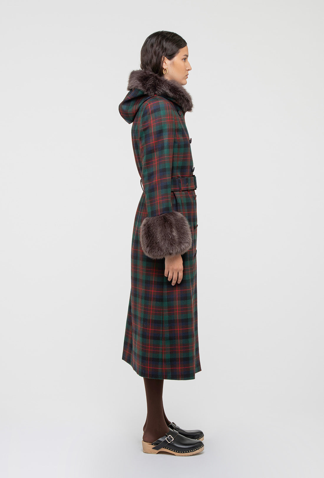 Athella Coat - Chocolate Brown/Red Tartan - Image 5