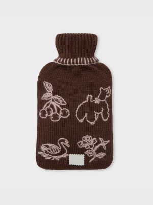 Babette Hot Water Bottle - Chocolate Brown/Pink
