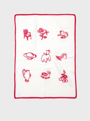 Bethel Baby Blanket - Cream/Rose Red