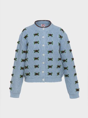 Bloom Cardigan - China Blue/Chocolate Brown