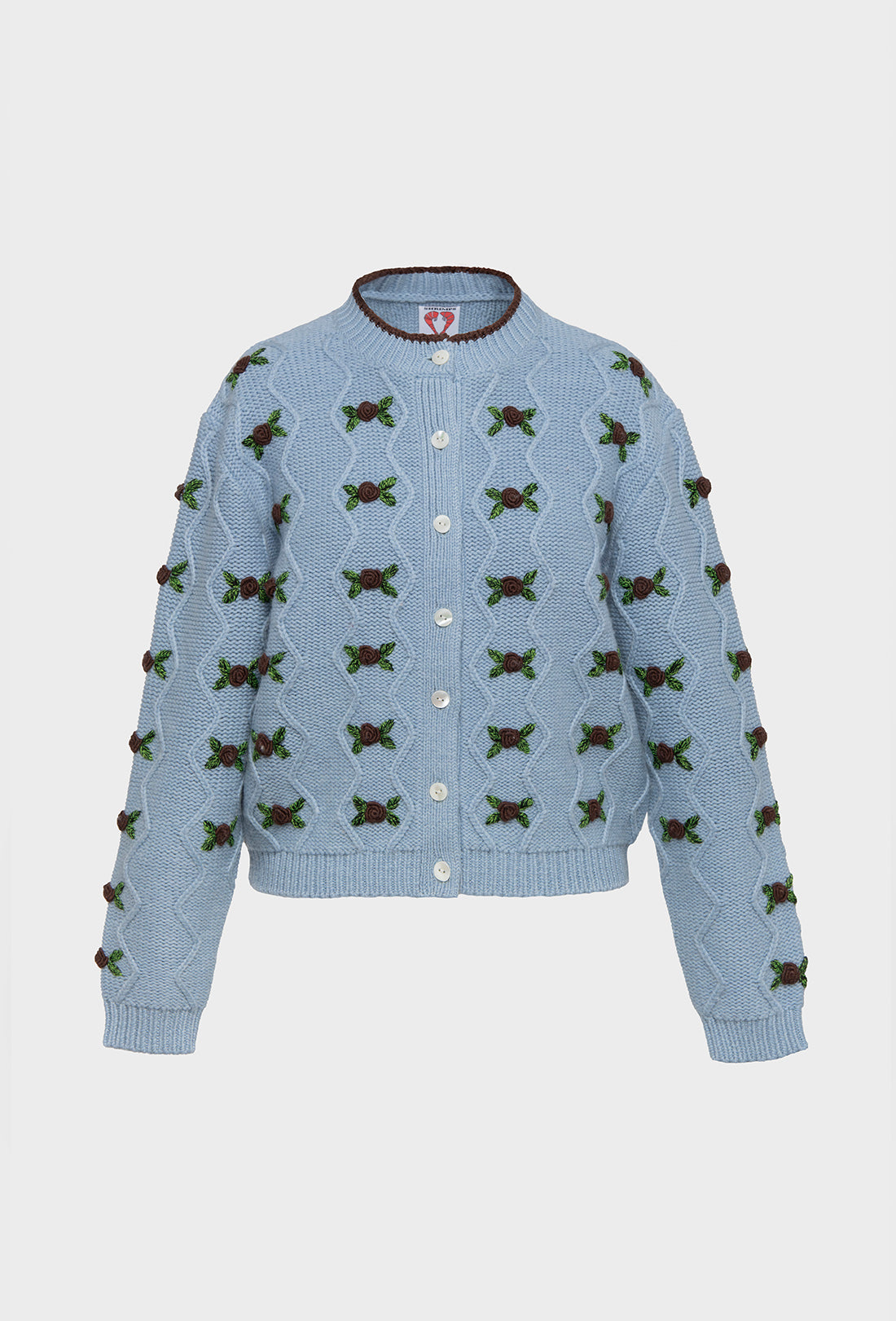 Bloom Cardigan - China Blue/Chocolate Brown