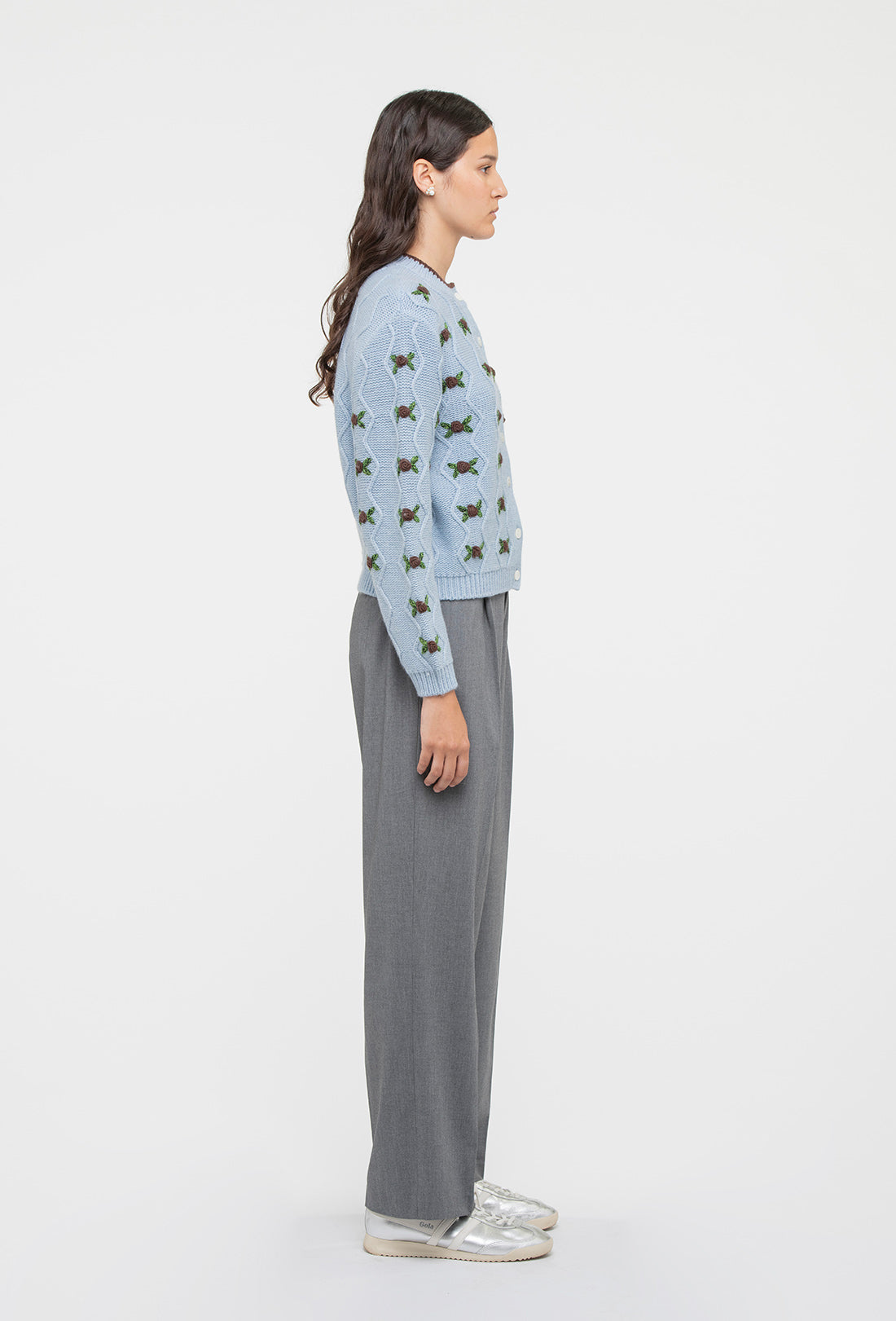 Bloom Cardigan - China Blue/Chocolate Brown - Image 4