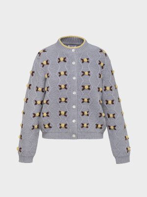 Bloom Cardigan - Pale Grey/Dusty Yellow