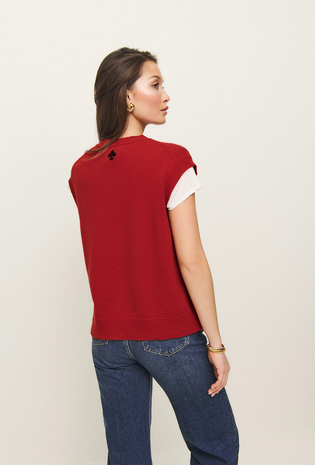 Shrimps x Reformation Clover Cashmere Vest - Sundried Tomato - Image 6
