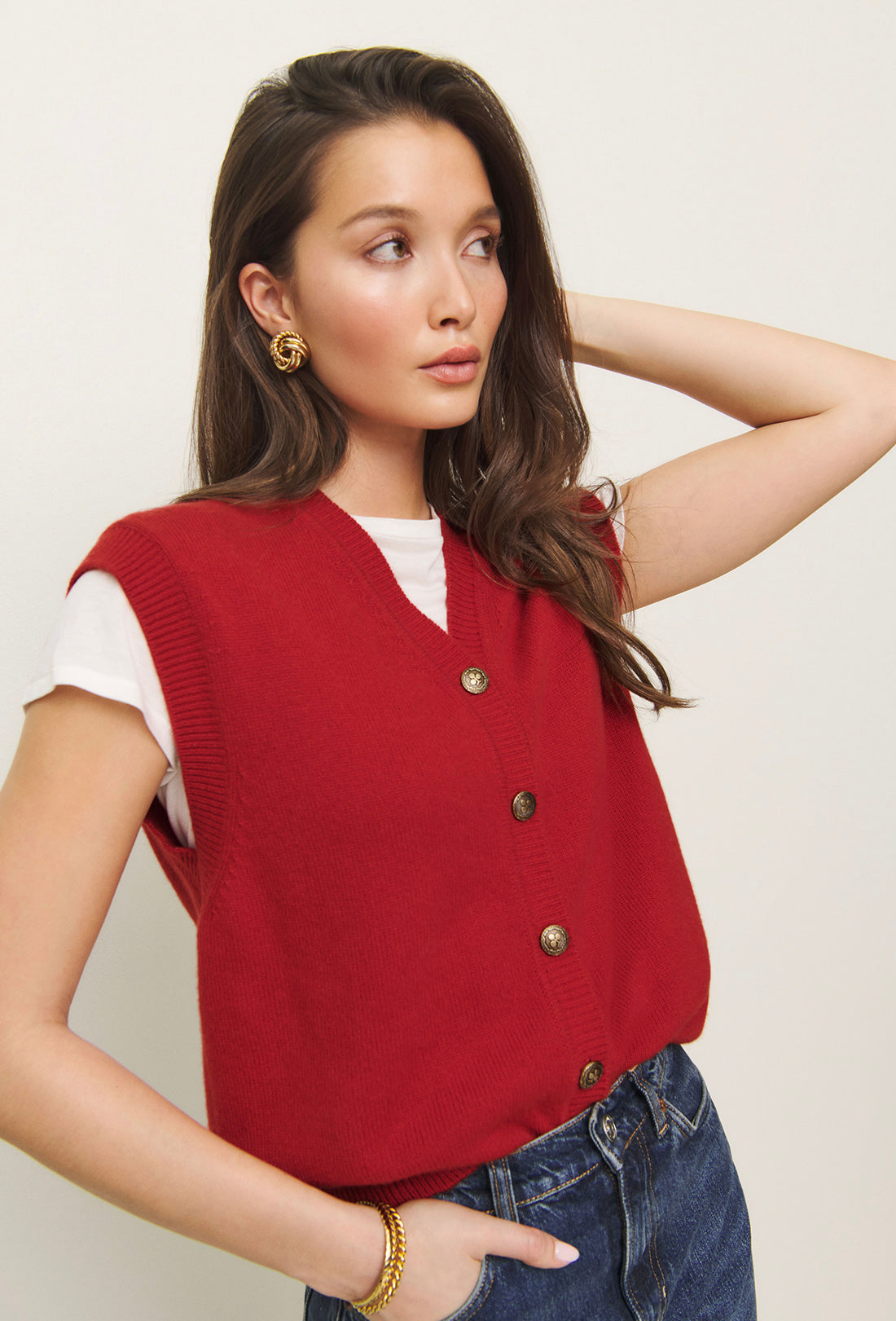 Shrimps x Reformation Clover Cashmere Vest - Sundried Tomato - Image 8