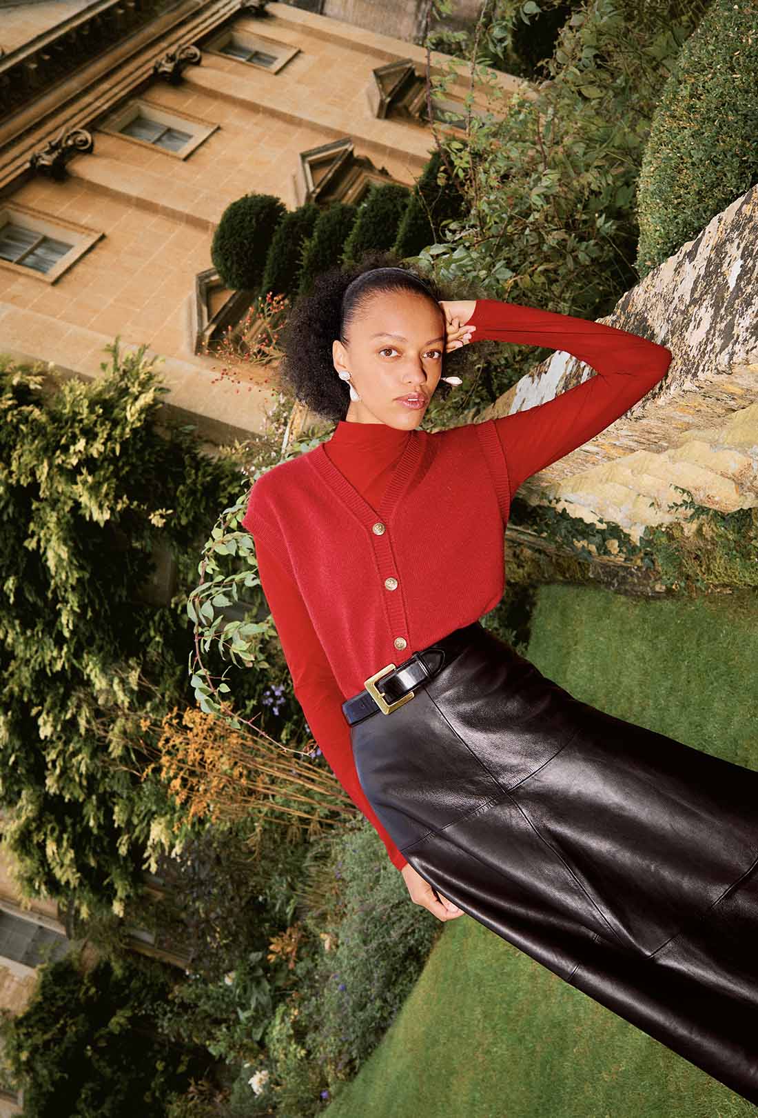 Shrimps x Reformation Clover Cashmere Vest - Sundried Tomato - Image 2