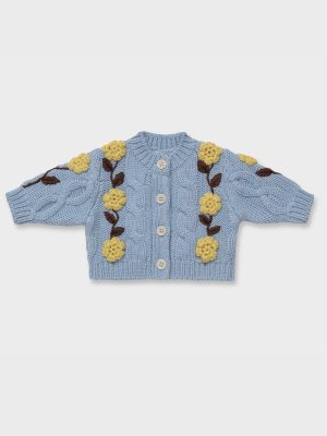 Gretel Baby & Kids Cardigan - China Blue/Dusty Yellow
