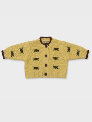 Irie Baby & Kids Cardigan - Dusty Yellow/Choc Brown