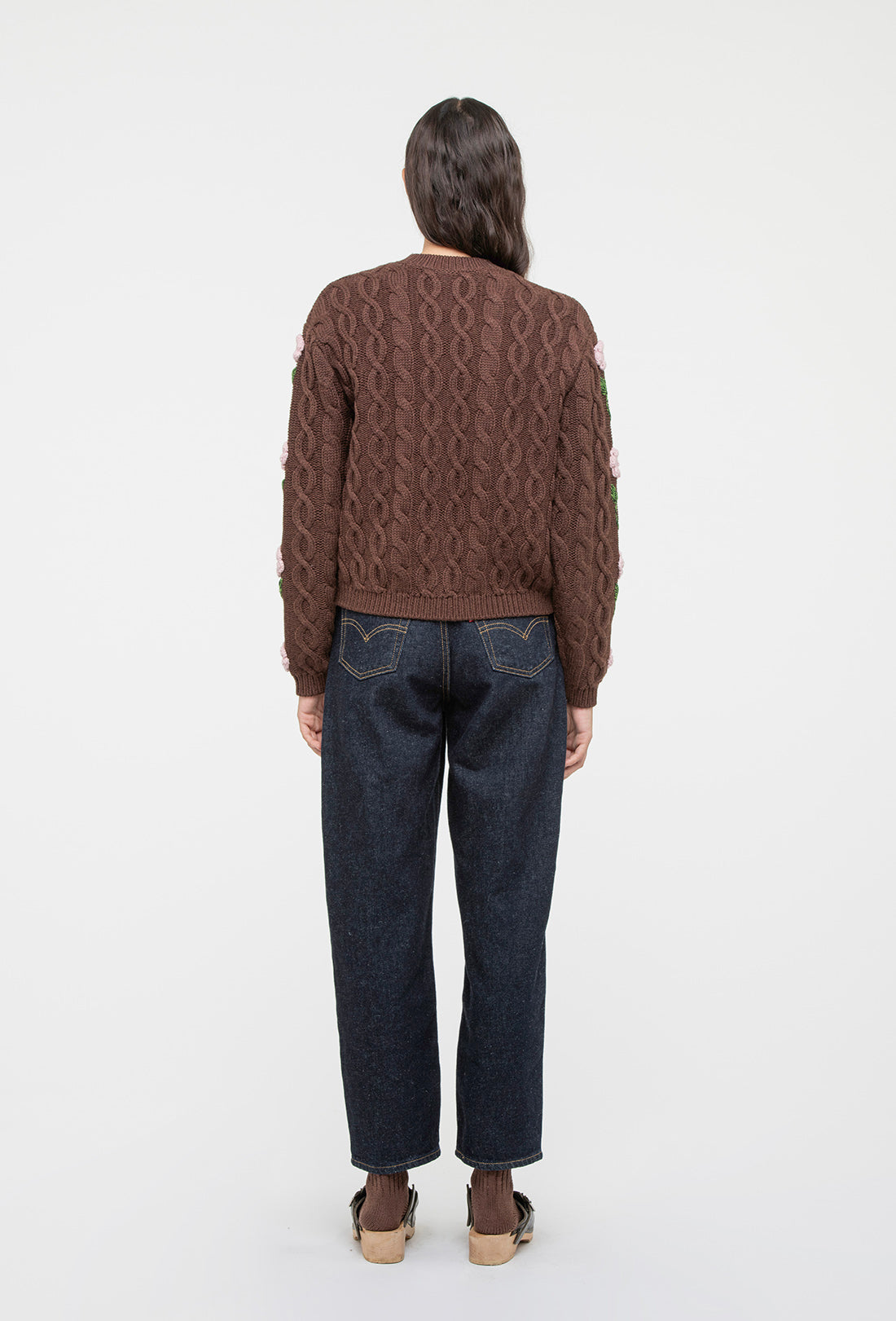 Minnie Cardigan - Chocolate Brown/Pale Pink - Image 5