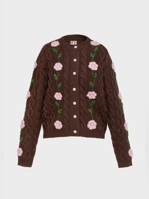 Minnie Cardigan - Chocolate Brown/Pale Pink