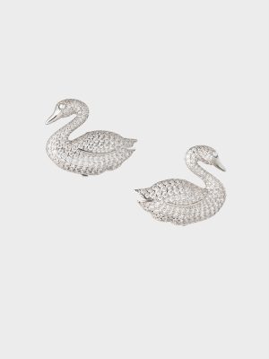 Swan Earrings - Silver