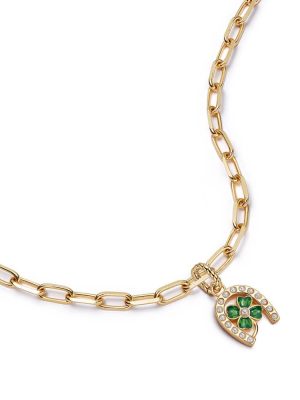 Shrimps Clover Charm Chunky Necklace 18ct Gold Plate