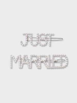 'Just Married' Hair Clips