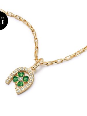 Shrimps Clover Charm Necklace 18ct Gold Plate