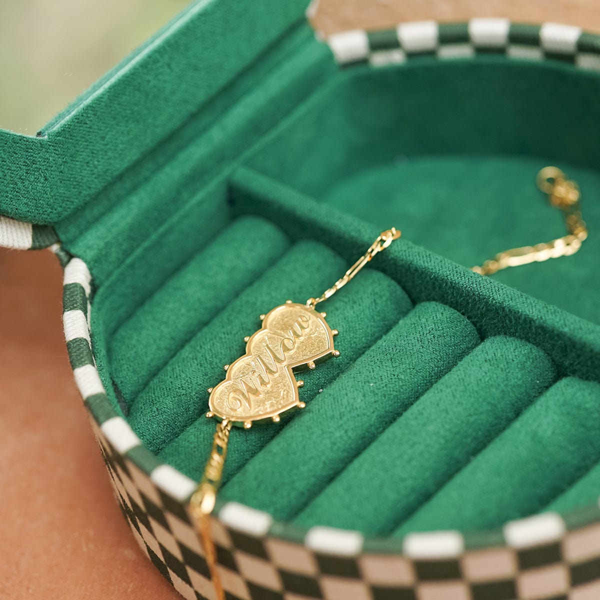 Shrimps Double Heart Personalised Bracelet 18ct Gold Plate - Image 6