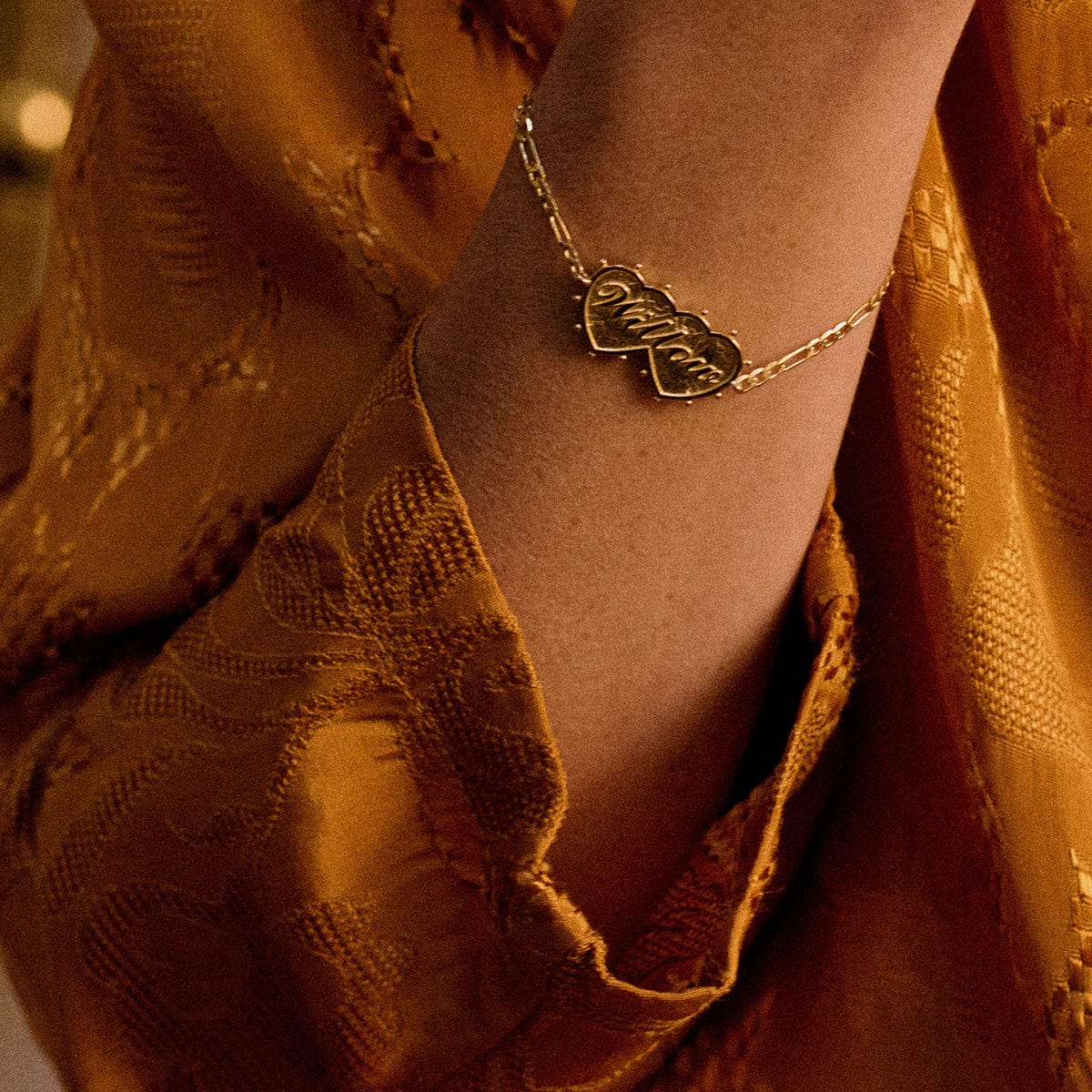 Shrimps Double Heart Personalised Bracelet 18ct Gold Plate - Image 3