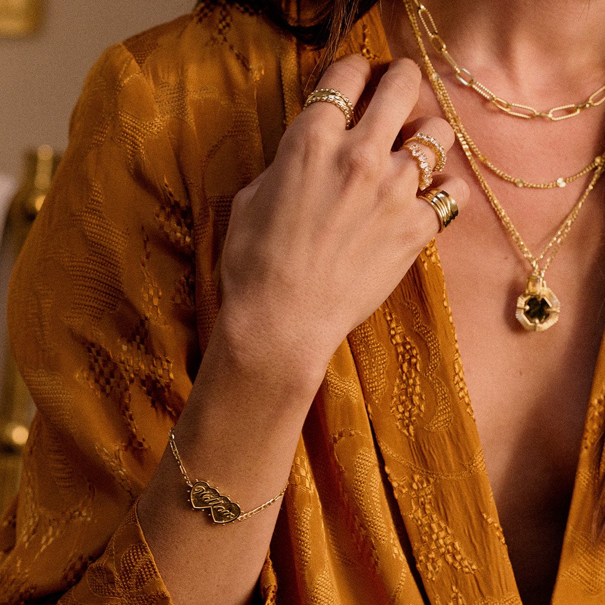 Shrimps Double Heart Personalised Bracelet 18ct Gold Plate - Image 5