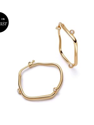 Shrimps Organic Pearl Hoop Earrings 18ct Gold Plate